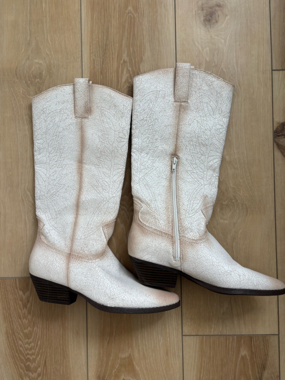 Zodiac Womens Size 8.5 Morghan Western Cowboy Boots Boho Cream Beige